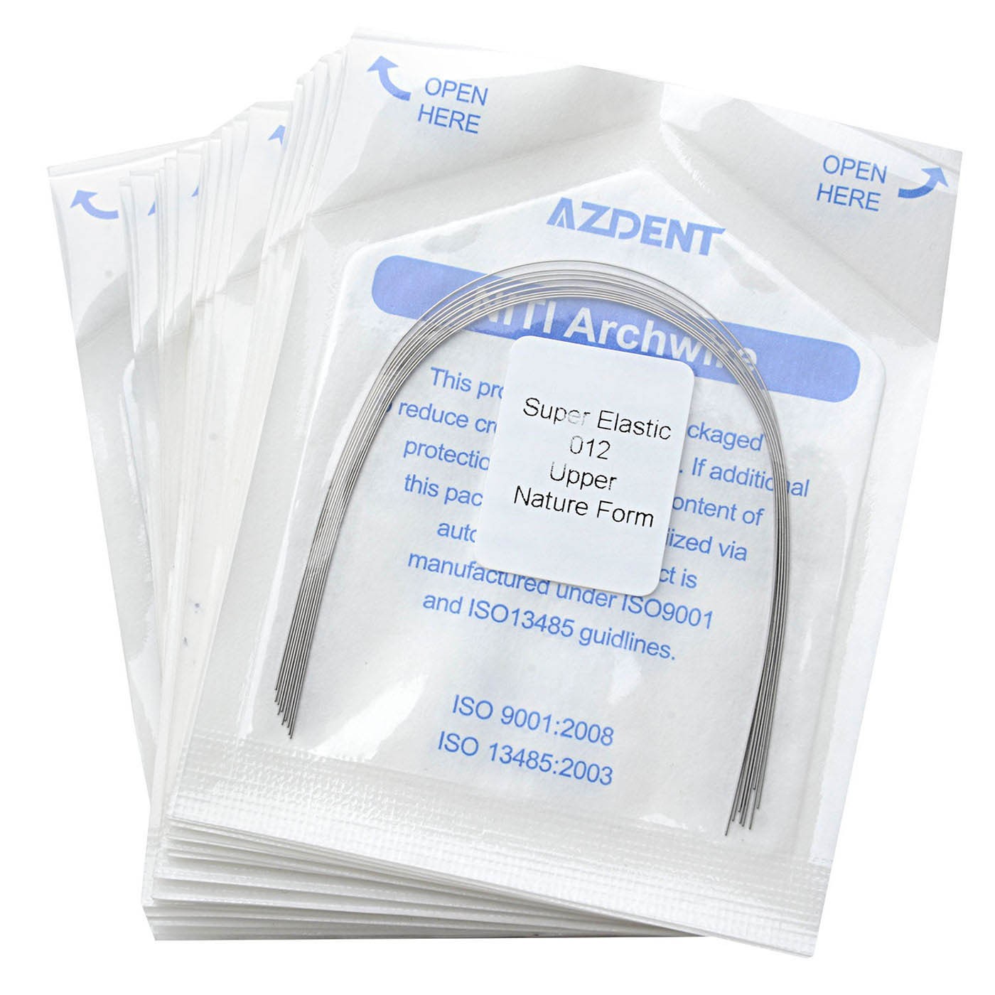 AZDENT Arcos Ni-Ti Redondos y Brackets Ortodoncia Roth/MBT .022/.018