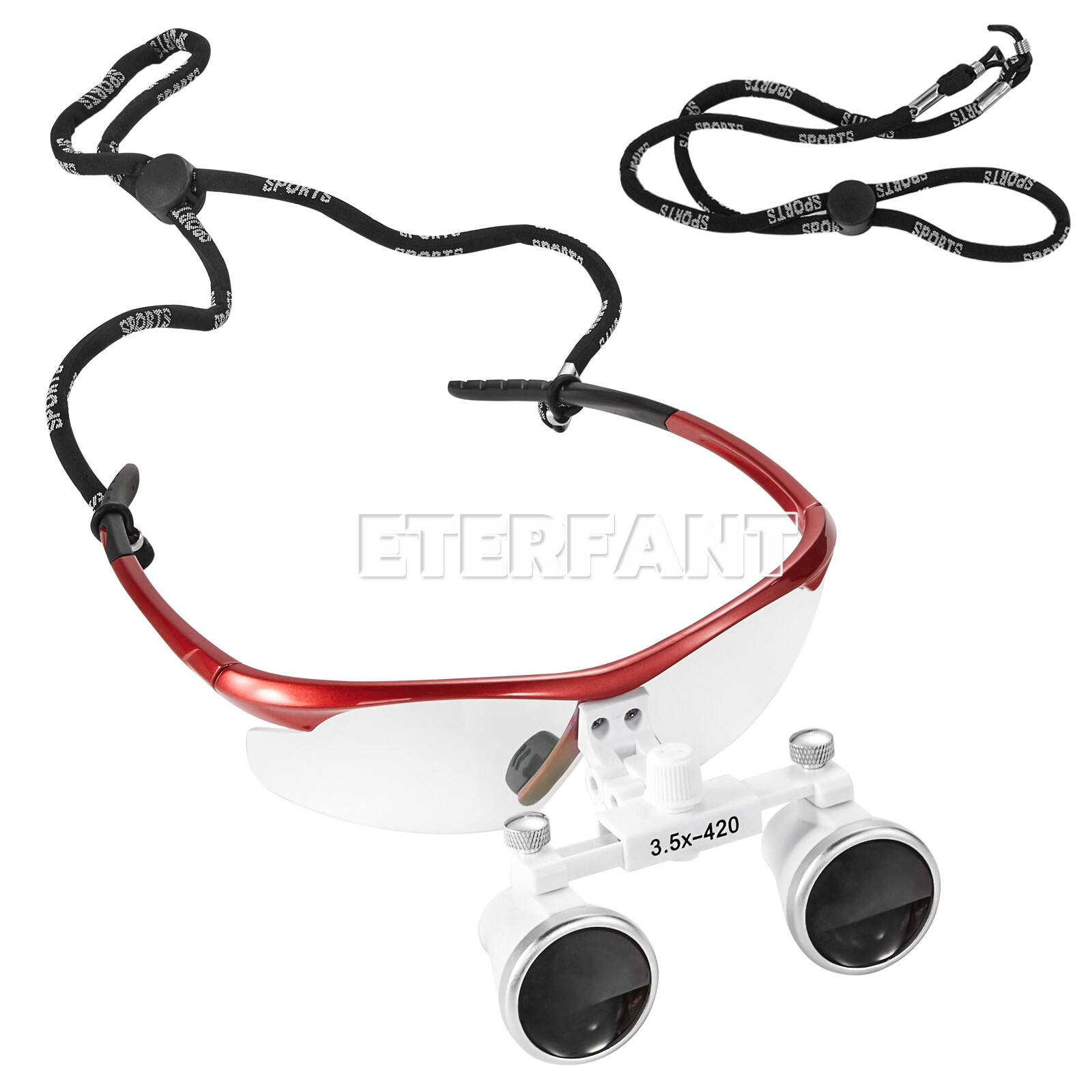 ETERFANT 3.5X Dental Surgical Binocular Loupes Glass Optical Lens Magnifier Red