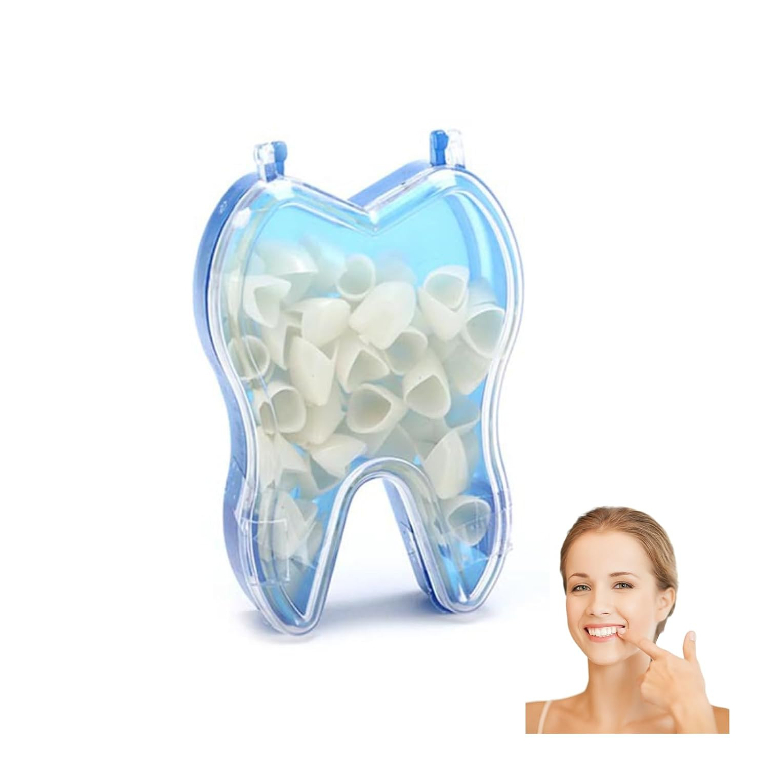 50 Pcs Tooth Caps for Broken Tooth Mixed Sizes Dental Temporary Crown Kit Front