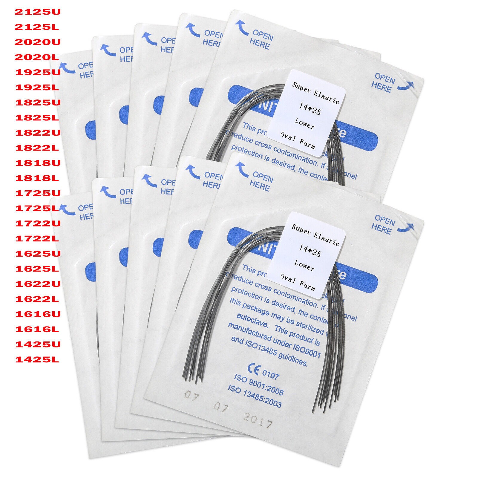 10 Packs Dent Orthodontic Arch Wire Rectangular Niti Super Elastic Upper/Lower