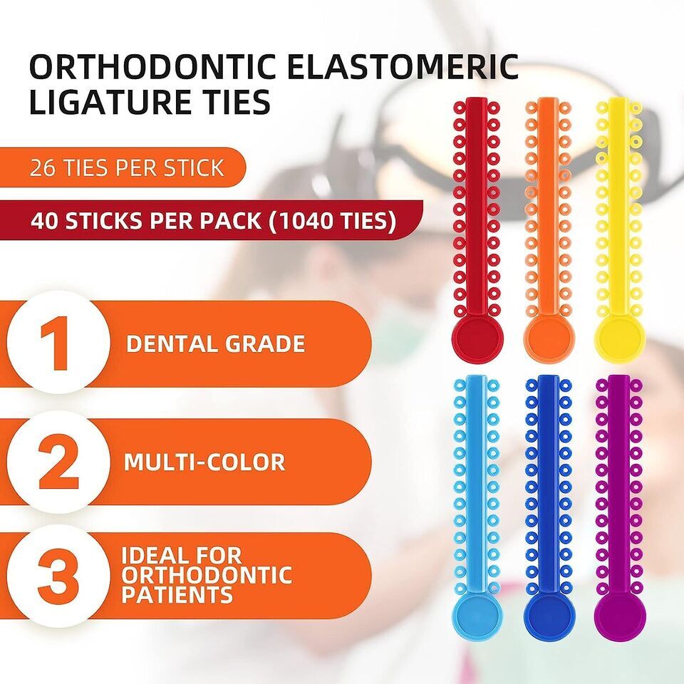 1040pcs Dental Orthodontic Ligature Ties Braces Elastic Rubber Bands ORA
