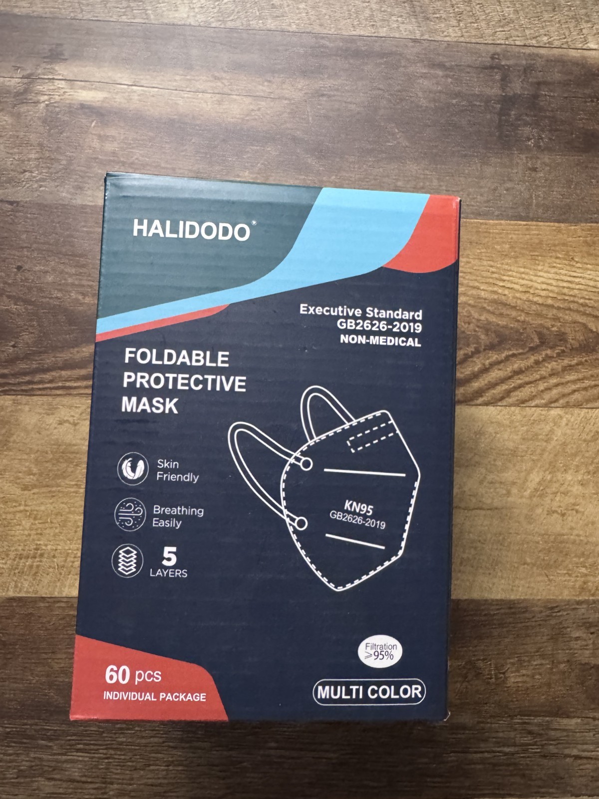 HALIDODO 50 Packs KN95 Face Mask, Disposable 5-Ply Breathable & Comfortable Filt