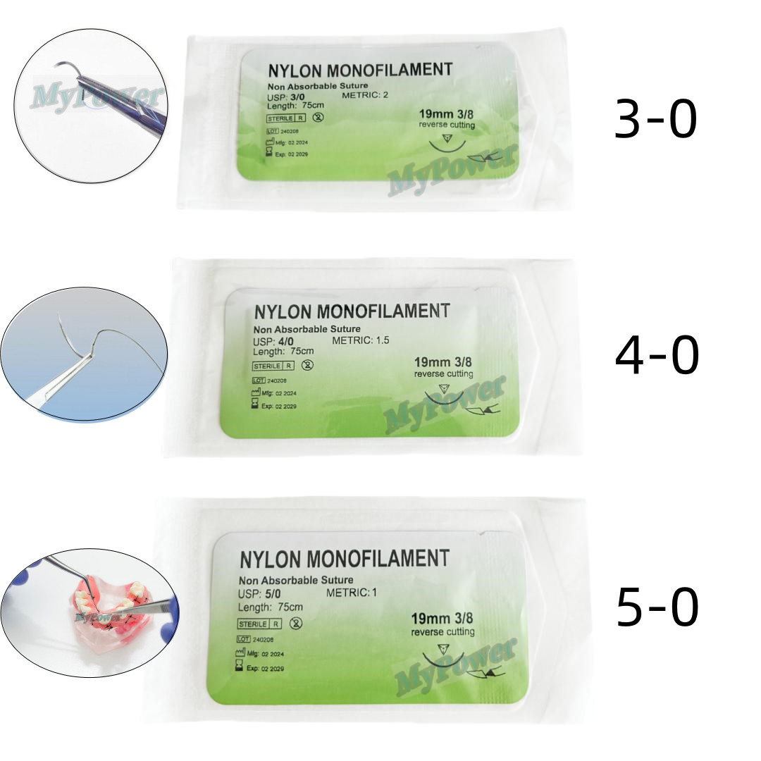 100Pcs Dental Sutures Reverse Suture Metric 1.5 Nylon Monofilament 5-0 4-0 3-0
