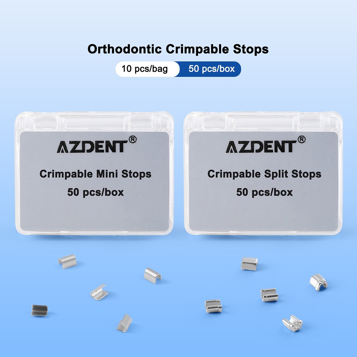AZDENT 50pcs/Box Dental Orthodontic Universal Crimpable Mini Stops Stainless