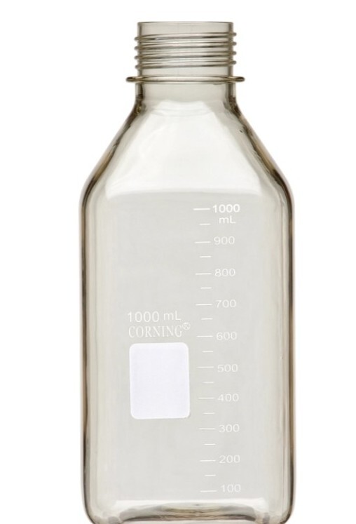 Corning 431433 Square 1000mL Sterile Plastic Media Bottle 45mm Orange Cap 24/cs