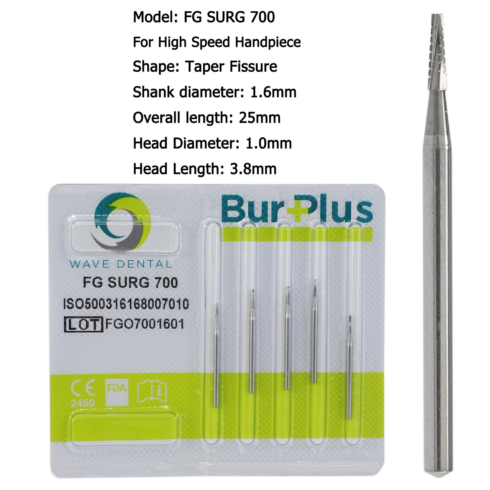 Wave Dental Carbide Surgical Burs FG SURG 2 4 557 557L 702 Long Shank High Speed