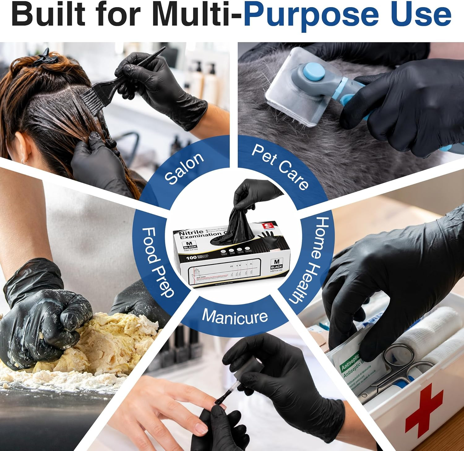 Schneider Black Nitrile Gloves, Powder Free, Disposable Gloves Latex Free for Me