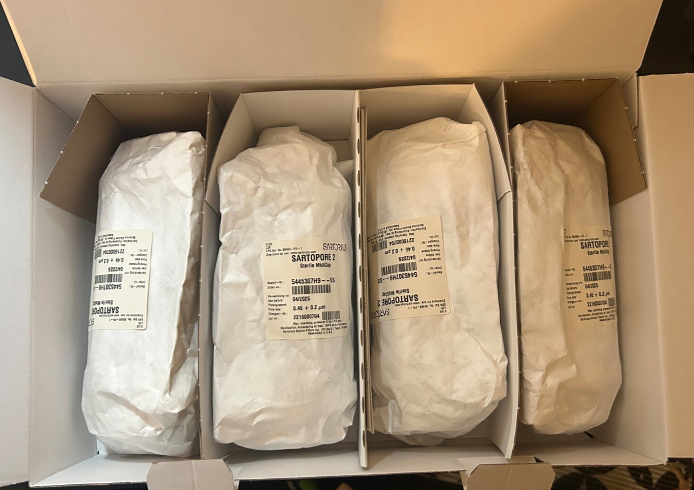 SARTORIUS Sartopore 2 Strl Midicap 0.45 + 0.2um, 5445307H9–SS–A, 4pk Exp 04/25