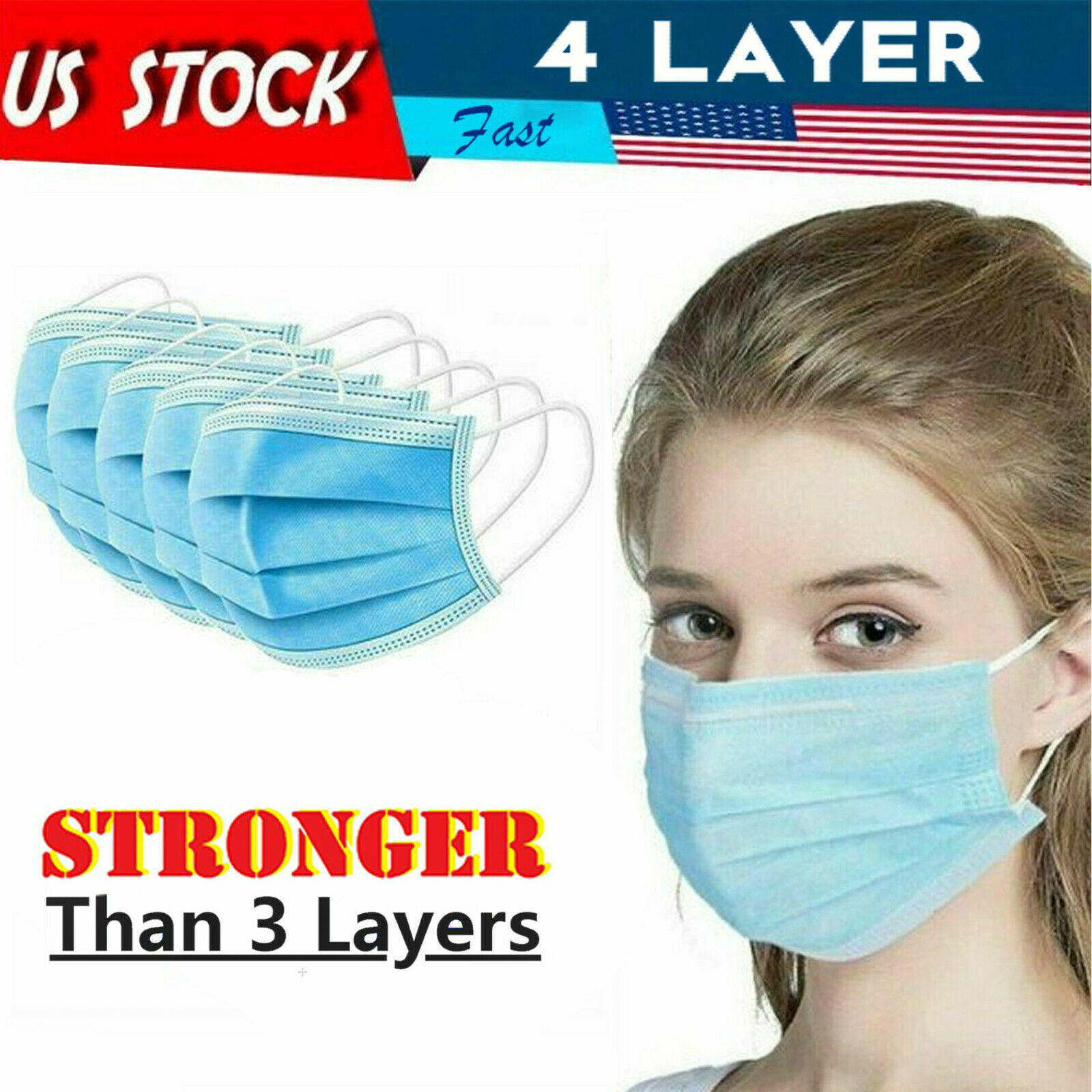 4 Layer Disposable Face Mask Mouth Cover Nose Protector Protection Masks SAVE$$$