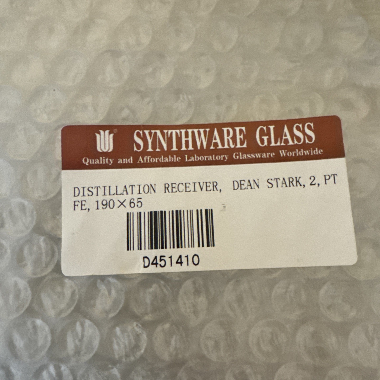 Synthware Glass Distillation Receiver, Dean Stark, 2, PTFE, 190 X 65, 14/20