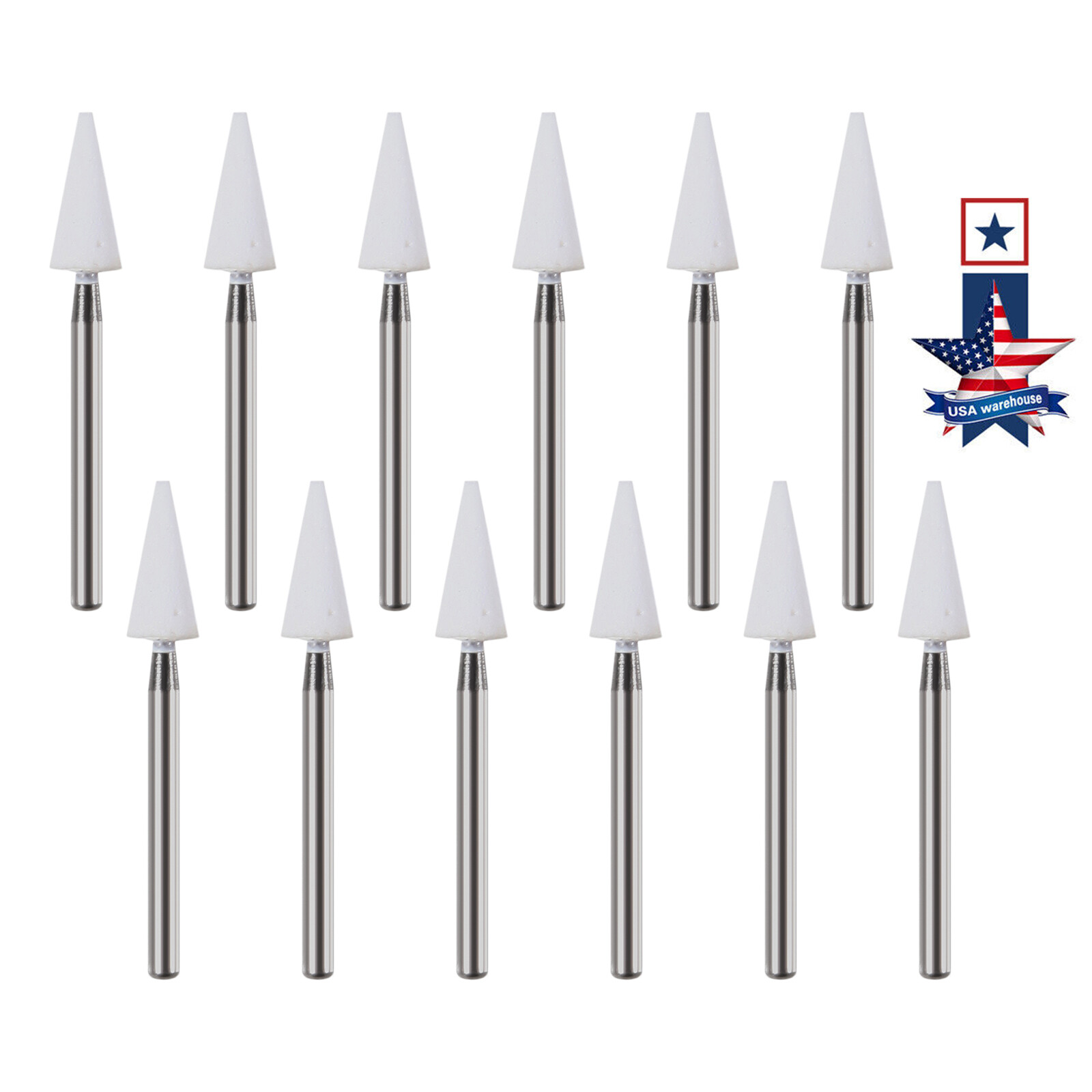 SANDENT Dental Flame Mounted White Stone Polishing Burs FG Abrasion Point Bur