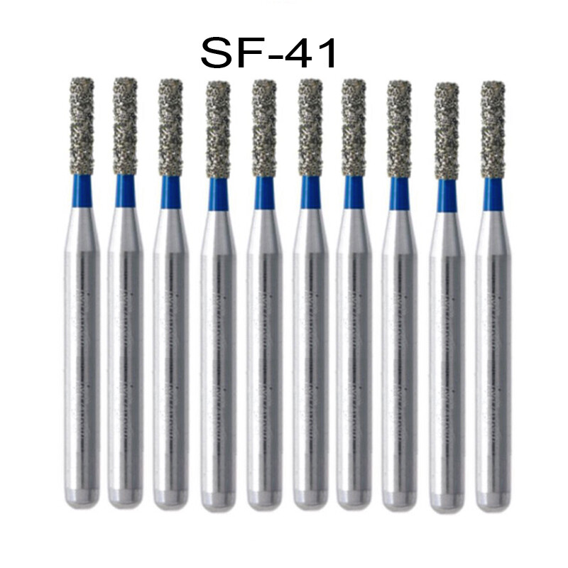 10 Pcs Dental Diamond Bur SF-41 High Speed Handpiece for Teeth Polishing