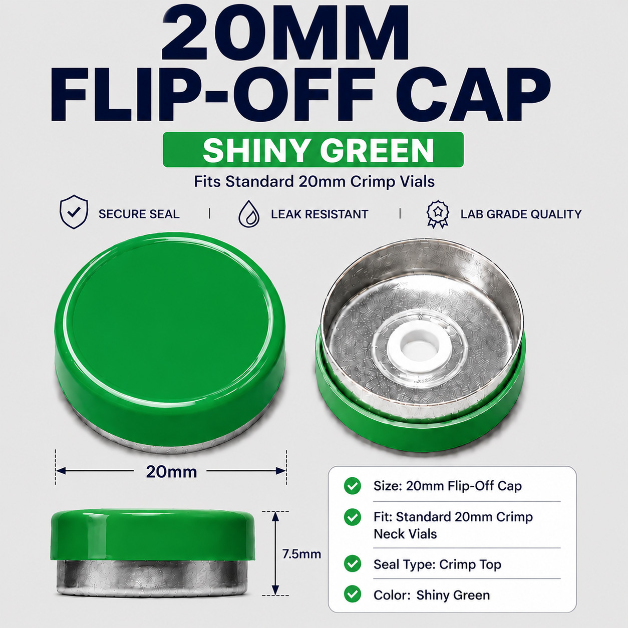 20mm Vial Flip Off Caps Aluminum Seals Assorted Colors 1000 Pack USA Seller