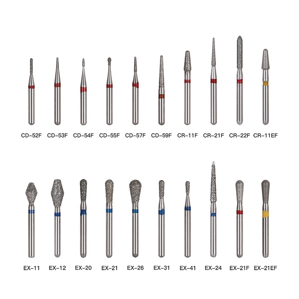 100 Types Dental FG Diamond Burs For High Speed Handpiece Friction Grip 50pcs