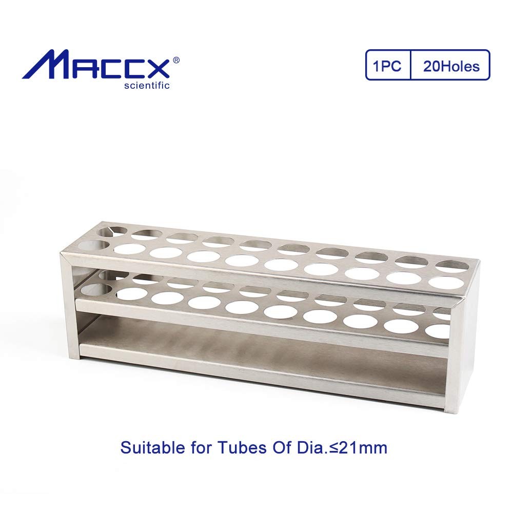 Maccx Tube Rack, Stainless Steel Material, 20Holes(2×10), Suitable for Tubes of