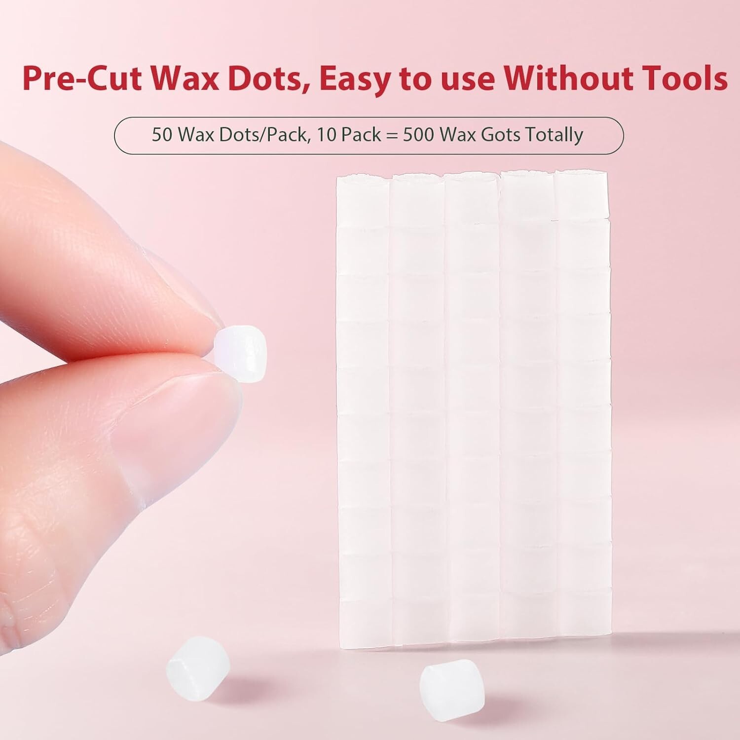 JMU Braces Wax 10 Pack, Orthodontic Wax Pre-cut 500 Wax Dots, Dental Wax Strawbe