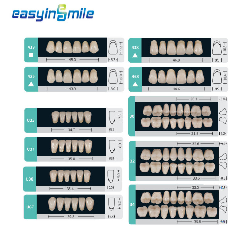 Dental Acrylic Resin Denture False Teeth Upper Lower Full Set A1/A2/A3 Shade USA