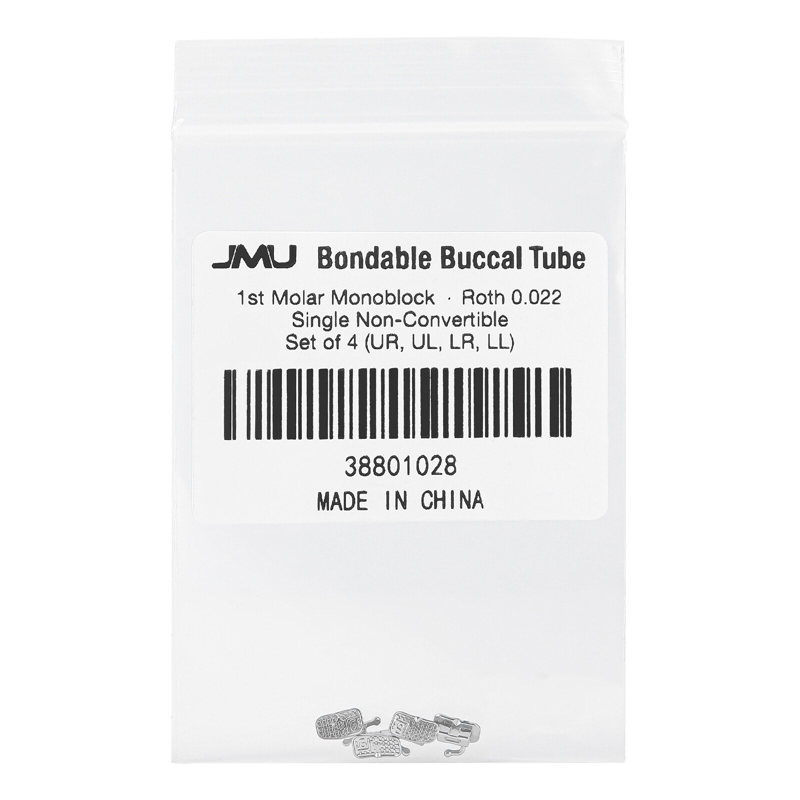 JMU Dental Orthodontic Buccal Tube MBT/Roth 018 022 Monoblock/Mesh Base Bondable