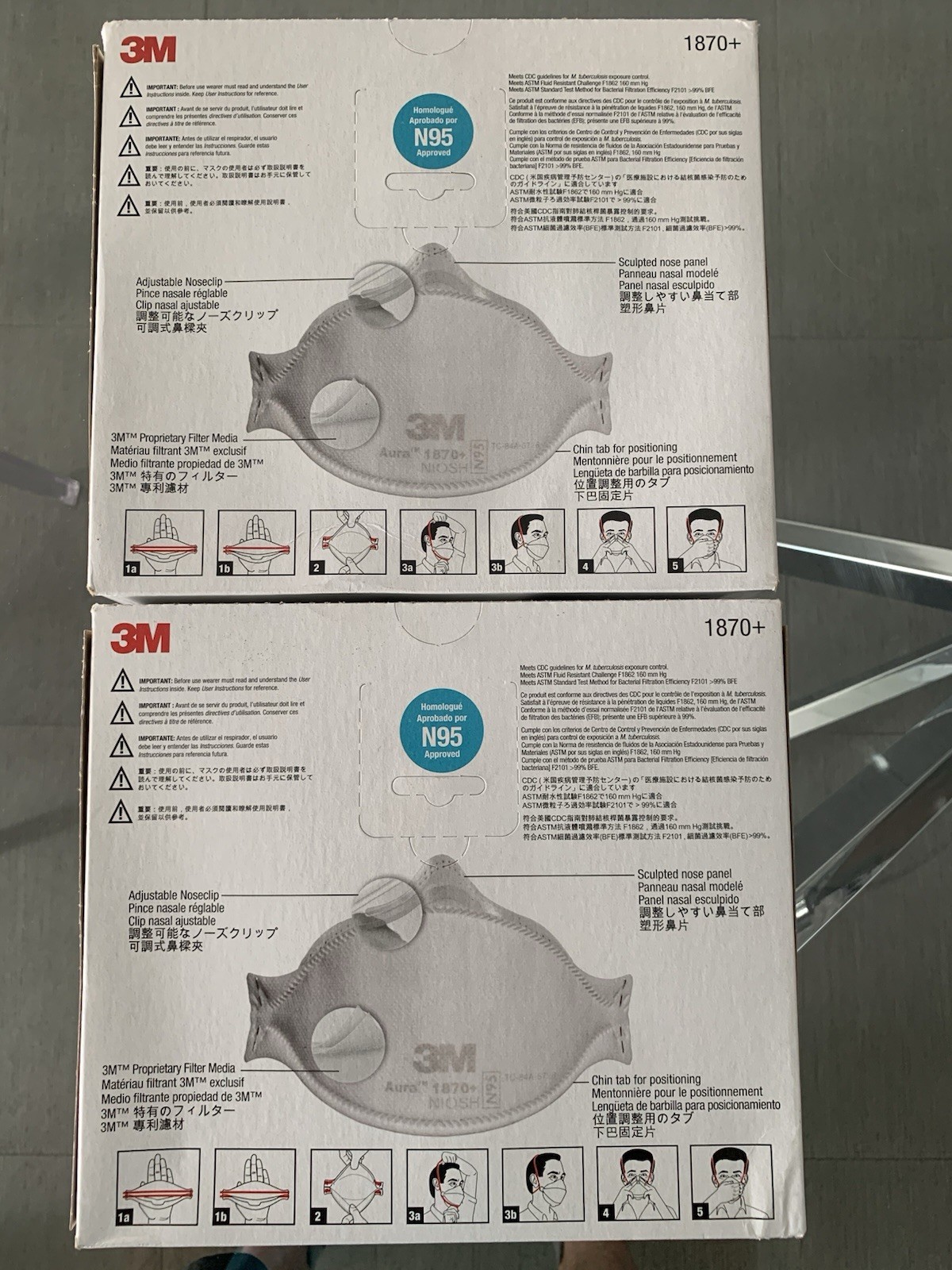 3M Particulate Respirator Two Boxes Bungle 1870+, N95, 20/Box