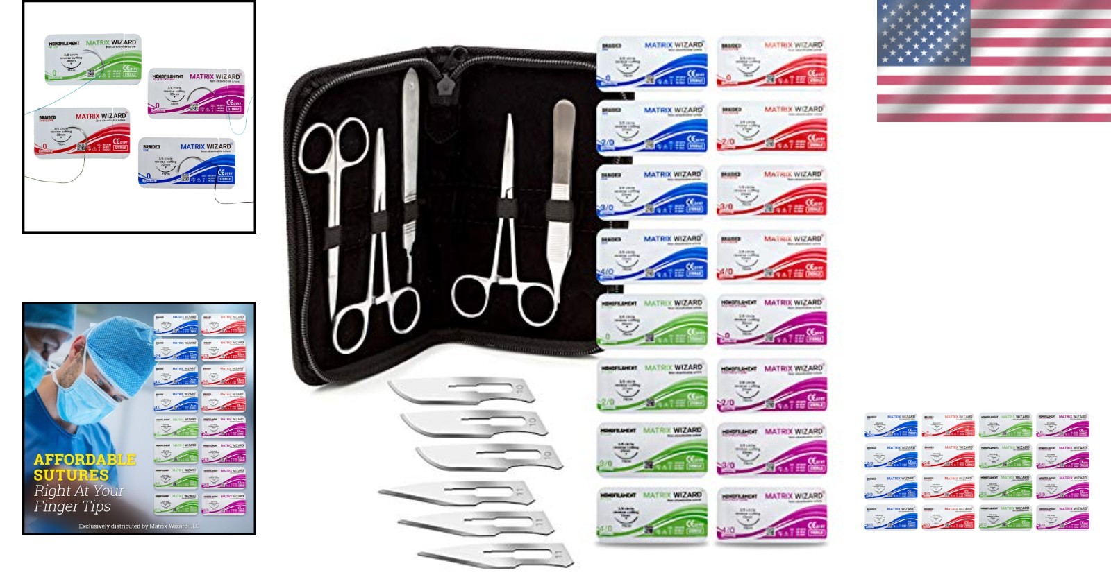 Sterile Suture Kit With Needles & Tools Medical Trauma Practice First Aid