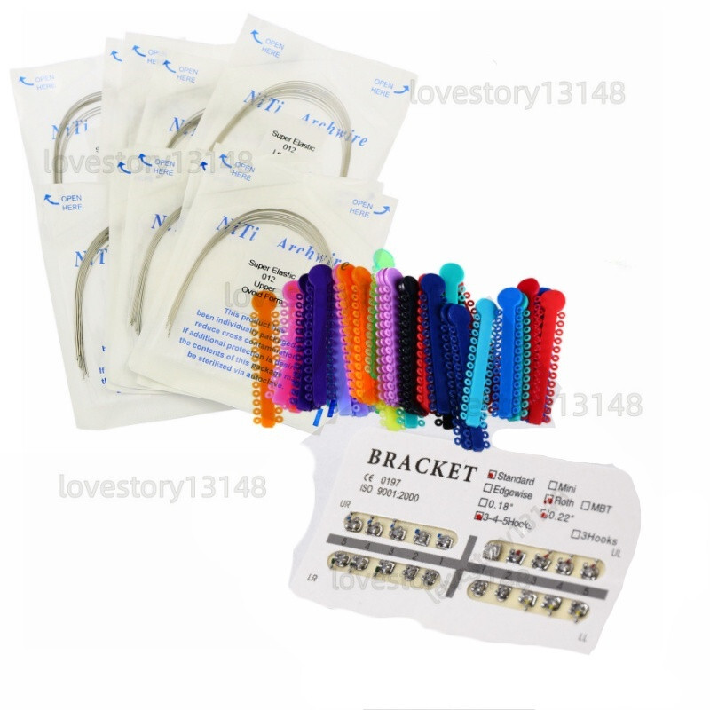 Dental Orthodontic Braces Kit NiTi Arch Wire Ligature Ties Roth 0.022 Elastic