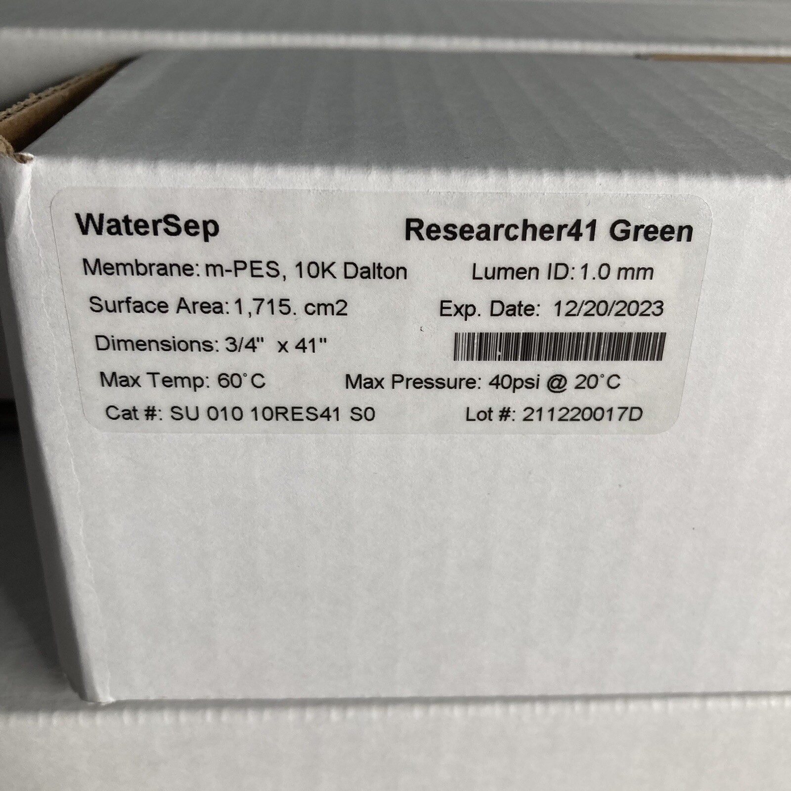 Hollow Fiber Filter Cartridge – WaterSep -01010RES41 – 10k Dalton – 1.0mm Lumen