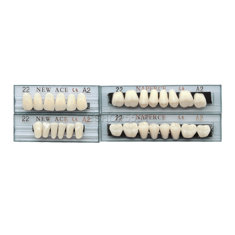 168pcs/6sets Dental Denture Acrylic Resin Full Set Teeth Upper + Lower Shade A2