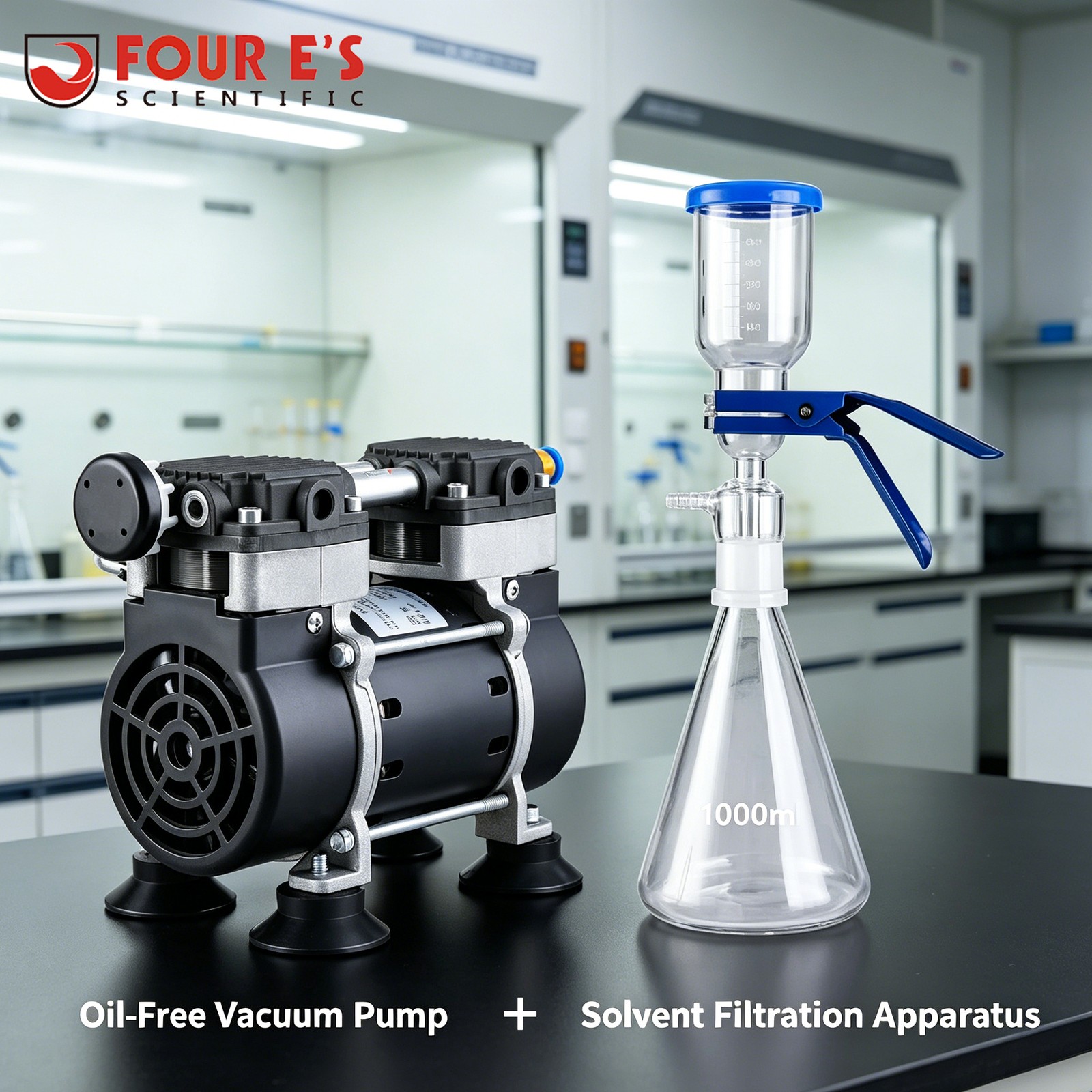 50L/min 180W Lab Vacuum Pump+1000mL Lab Suction Filtering Filtration Flask Glass