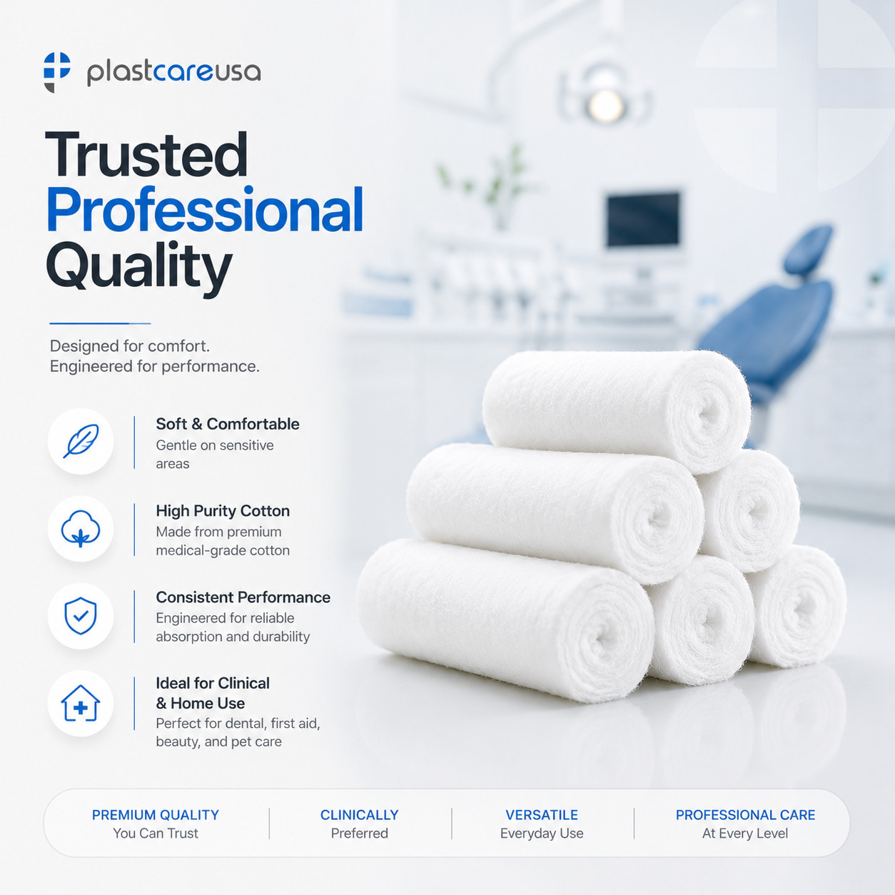 800 Dental Gauze Cotton Rolls 1-1/2″ x 3/8″, (#2 Medium), Kids Nose Plugs Bleed