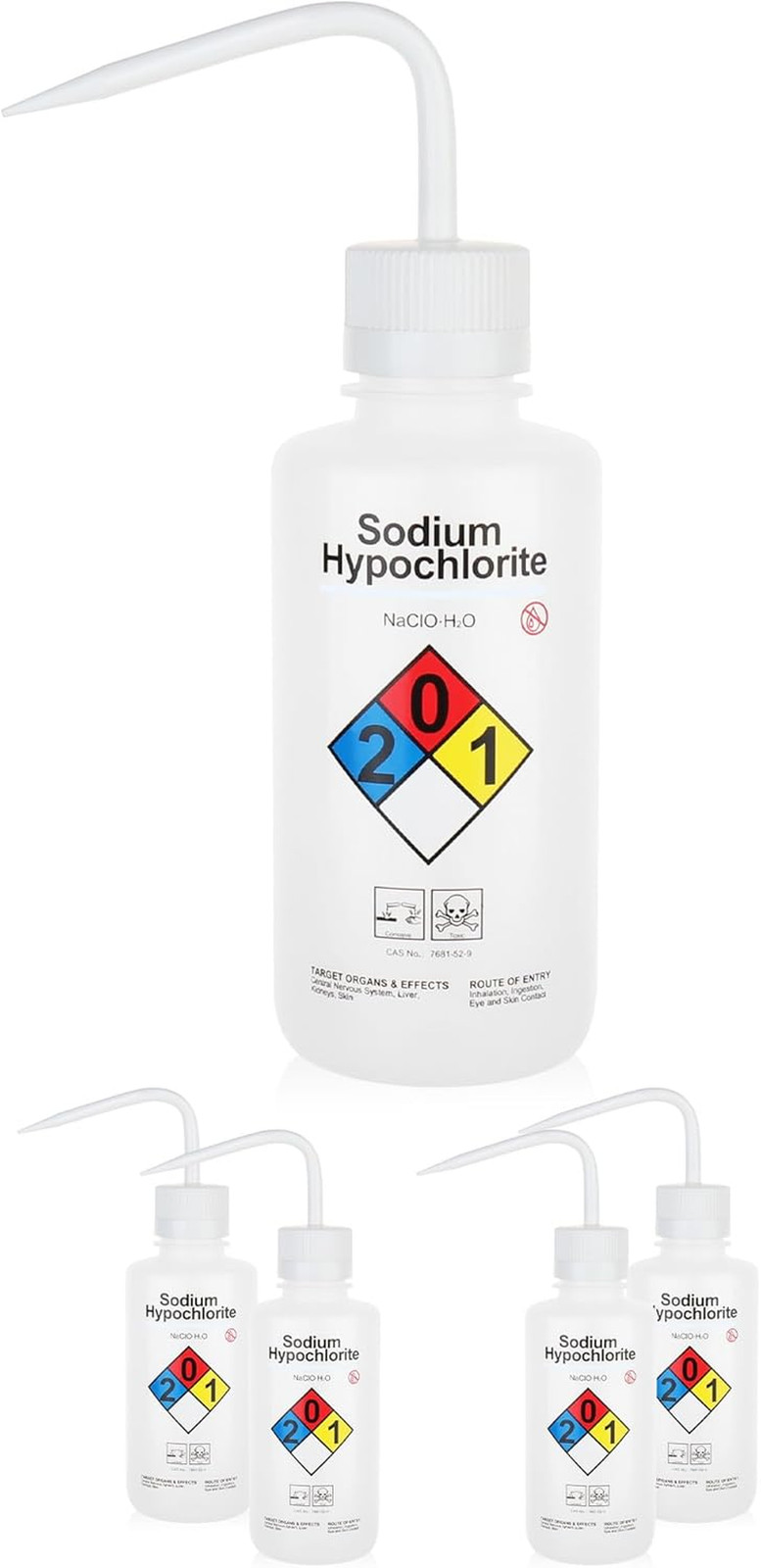 Professional Lab Safety Wash Bottles, 500ml, Set of 6, LDPE Material