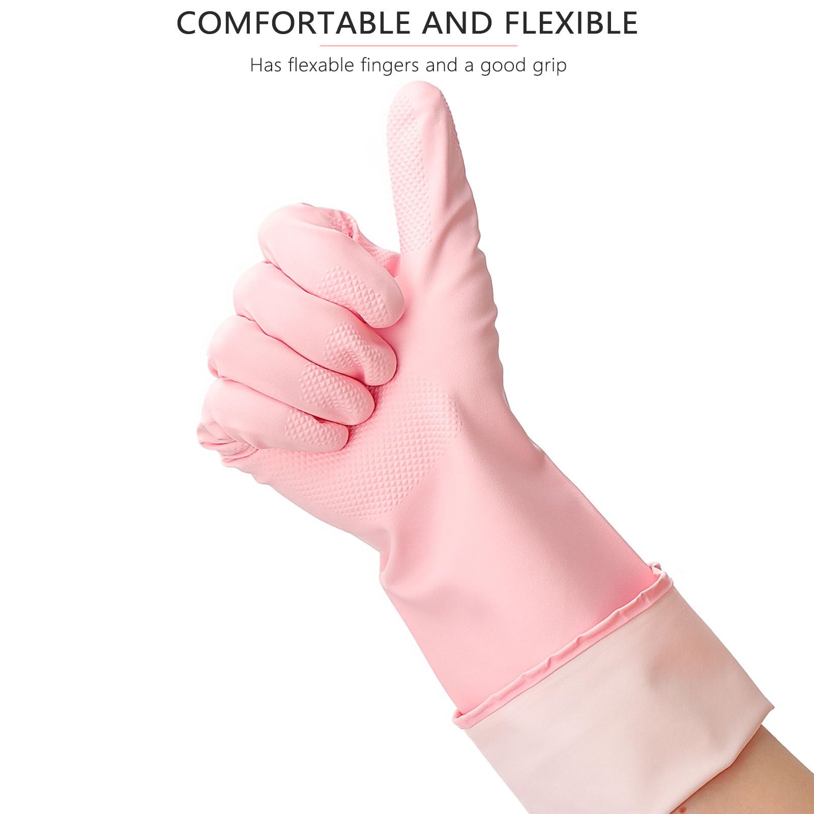 3 Pairs Latex~Free Rubber Dishwashing Gloves, 13 in, Reusable Nitrile