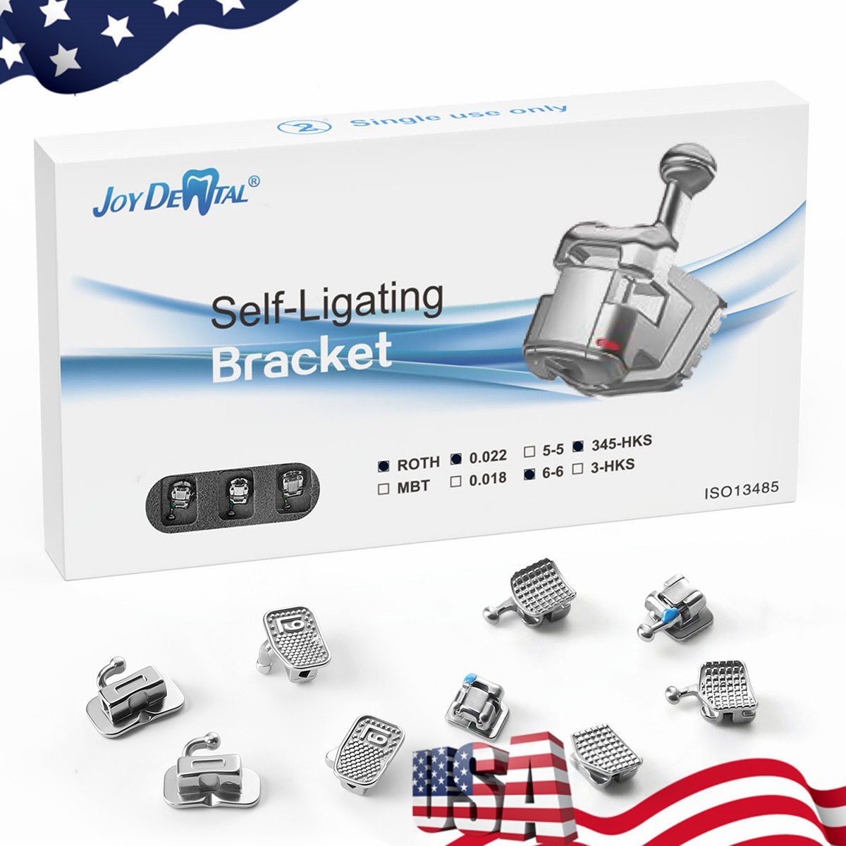 AZDENT Dental Orthodontic Self Ligating Bracket Braces Mini Roth.022 Hooks 345