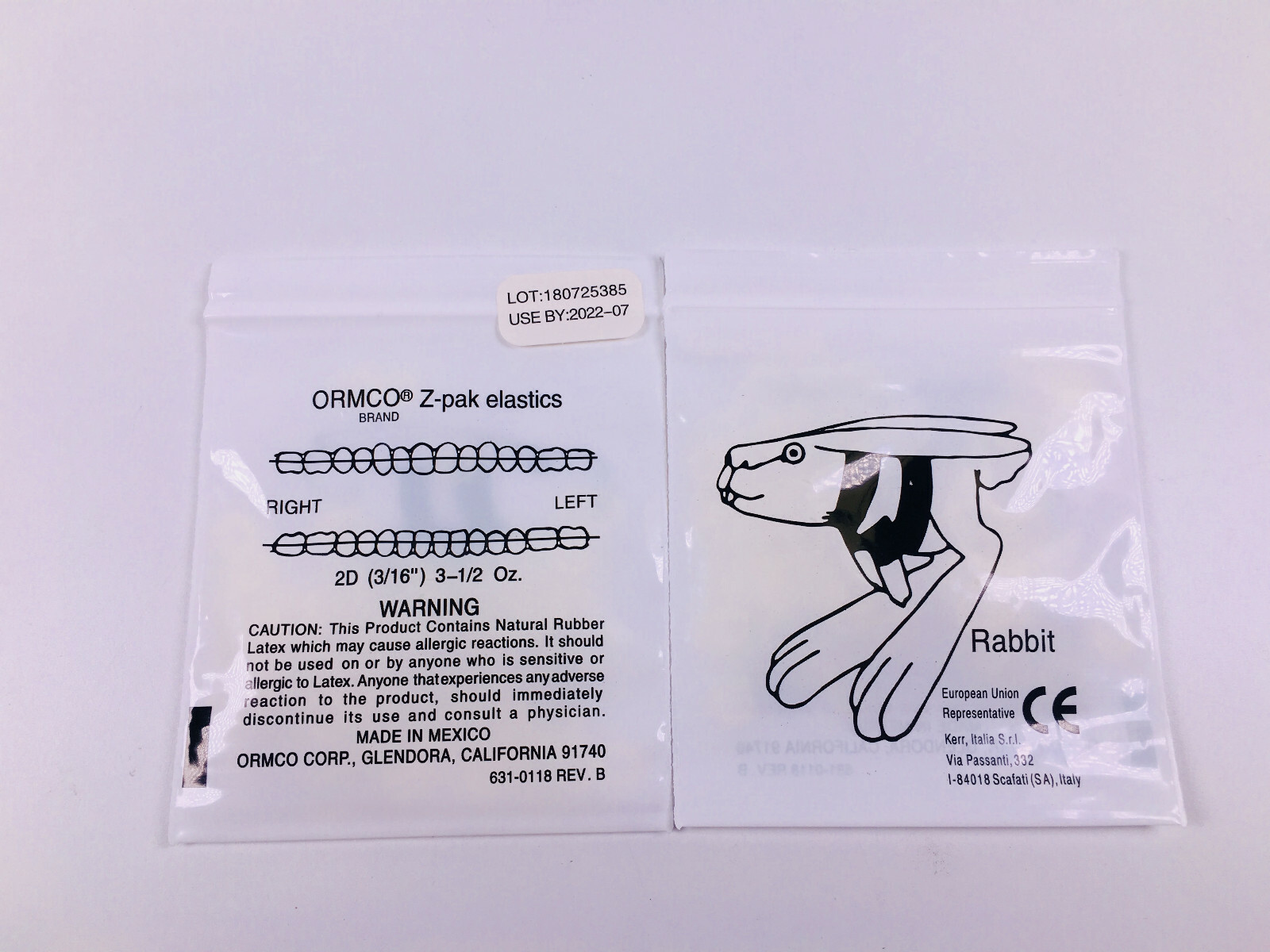 ORMCO Zoo Pack Elastics Dental Clear Yellow 5000/Box 3.5OZ 1/8 3/16 1/4 5/16 3/8