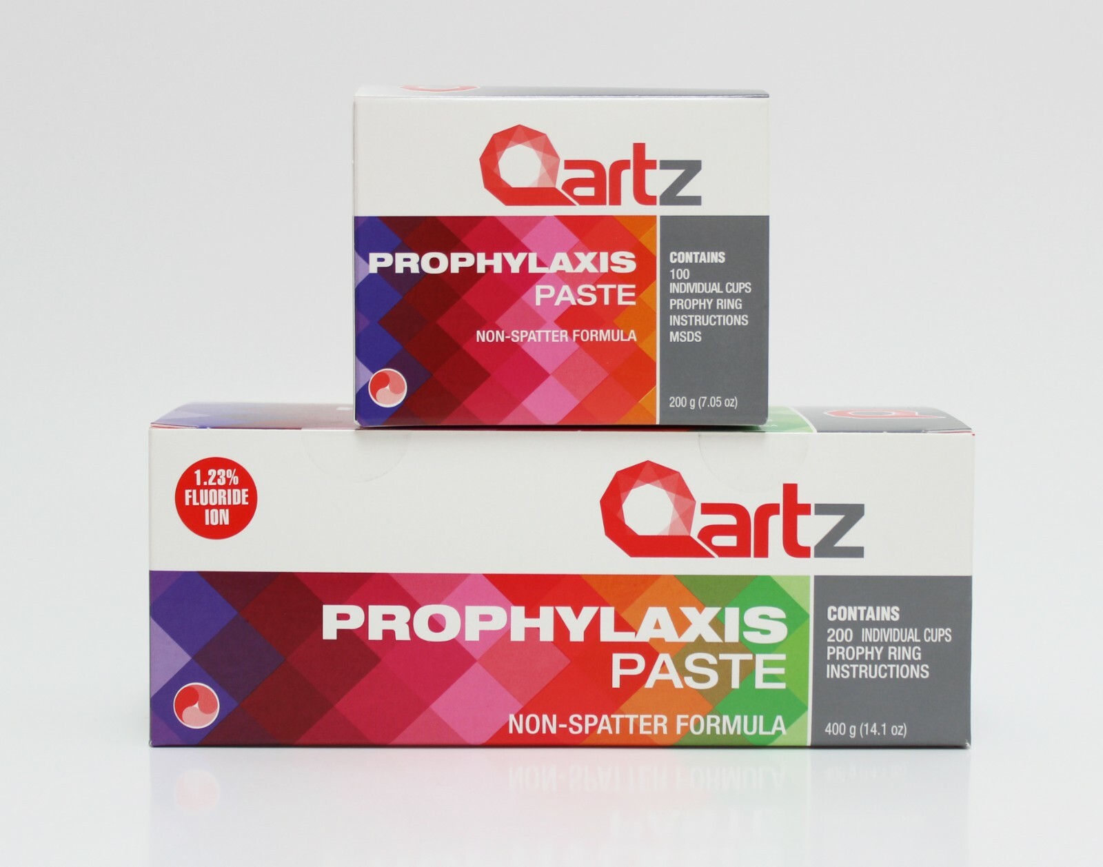 Prophy Paste Cups CHERRY MEDIUM Qartz 200/Box DENTAL NON SPLATTER W/FLOURIDE