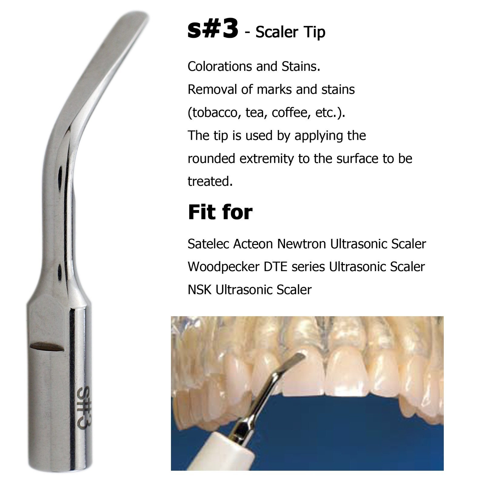 Woodpecker DTE Dental Ultrasonic Scaler LED HD-7L Handpiece ACTEON Piezo Tips H3
