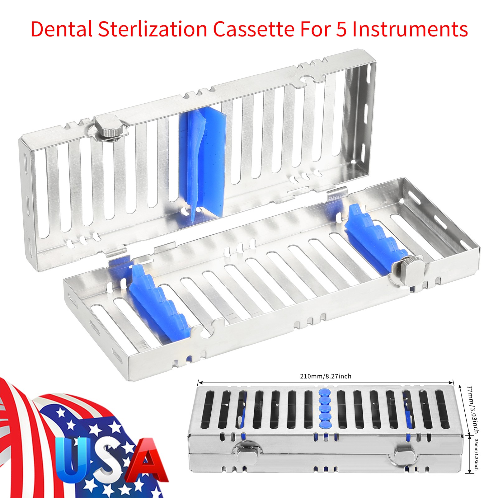 Dental Autoclave Sterilization Cassette Rack Box Tray For 5 Instrument