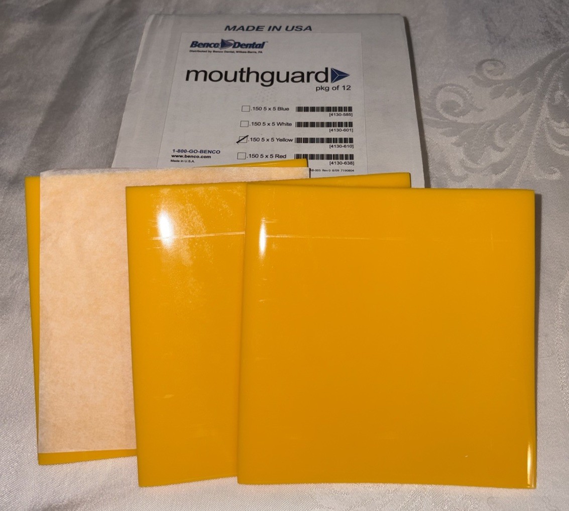 Benco Dental Mouthguard Material, Yellow 5″ x 5″ .150 thick Box of 12 Open Box