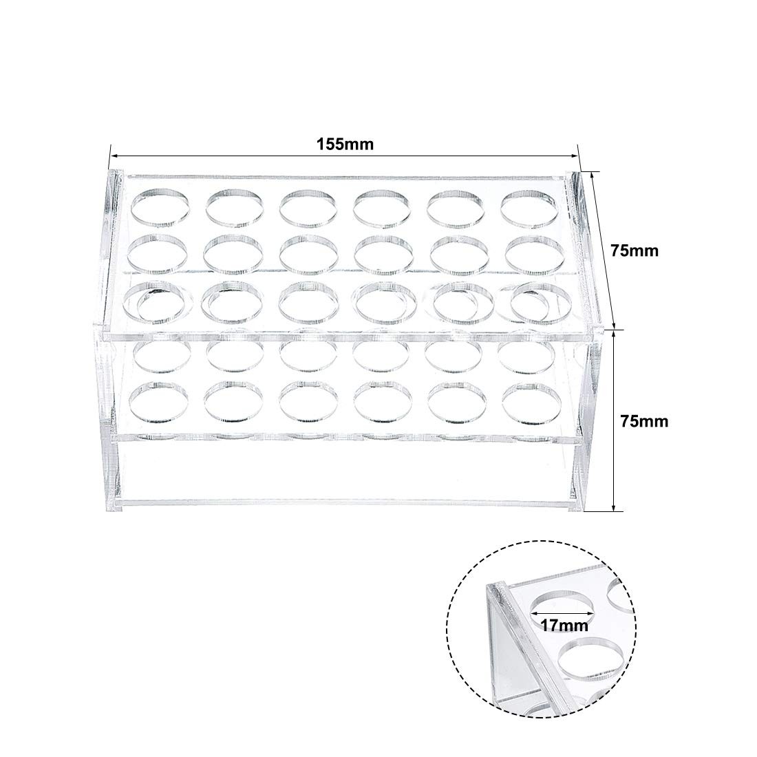 uxcell Test Tube Rack Holder Lab Stand Acrylic 18-Well 17mm Diameter Clear fo…