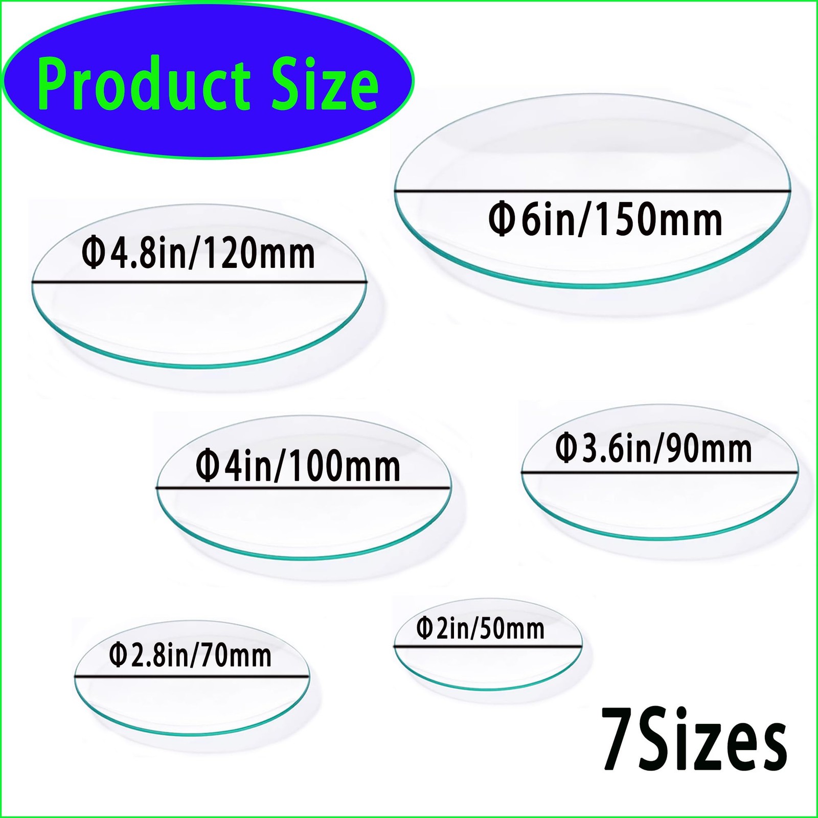 6 Pcs Lab Watch Glass Beaker Cover Set,1 Set Smooth Edges…