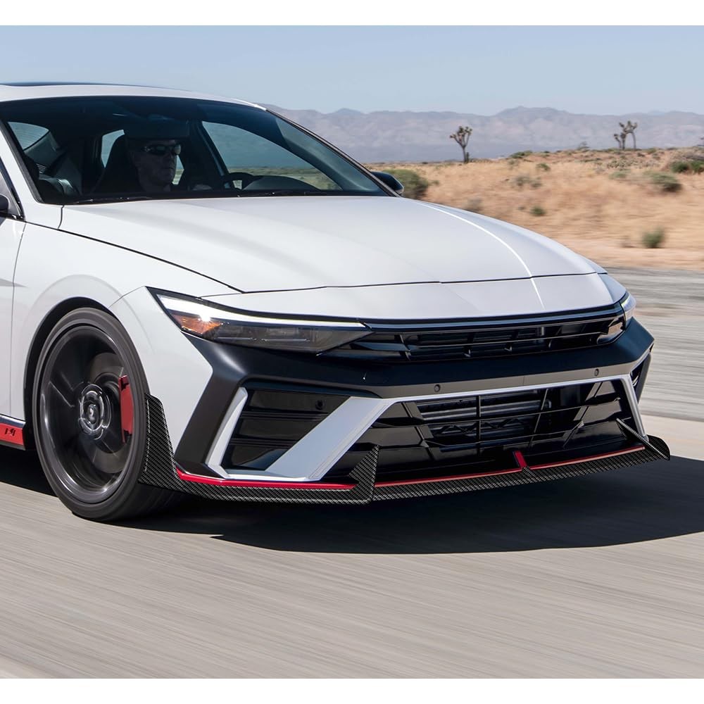 Front Bumper Lip Spoiler Painted Carbon Fiber ABS For 2024-2026 Elantra N N-Line
