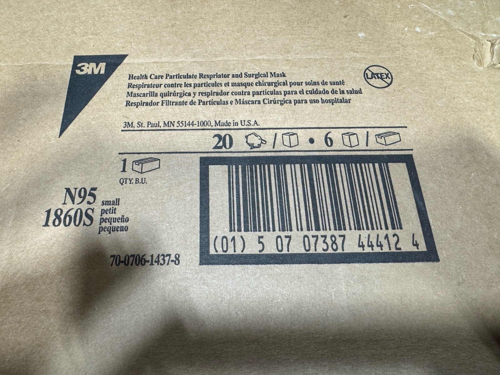 3M 1860S N95 Respirator Mask Case of 120 Small Size NIOSH, Surgical & Respirator