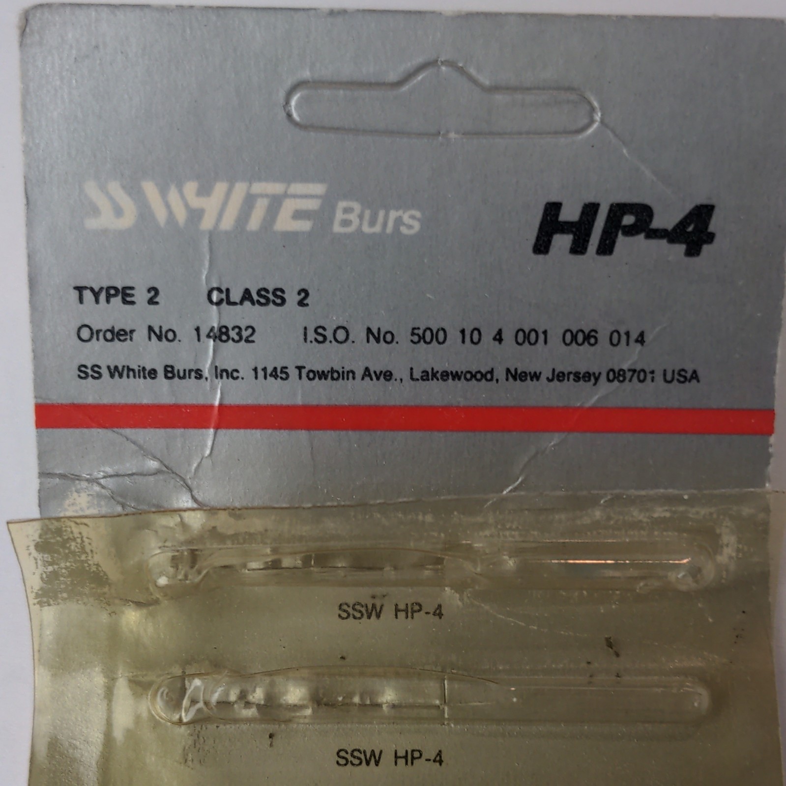 SS White HP-4 Carbide Dental Bur HP Long Straight Shank Order No. 14832