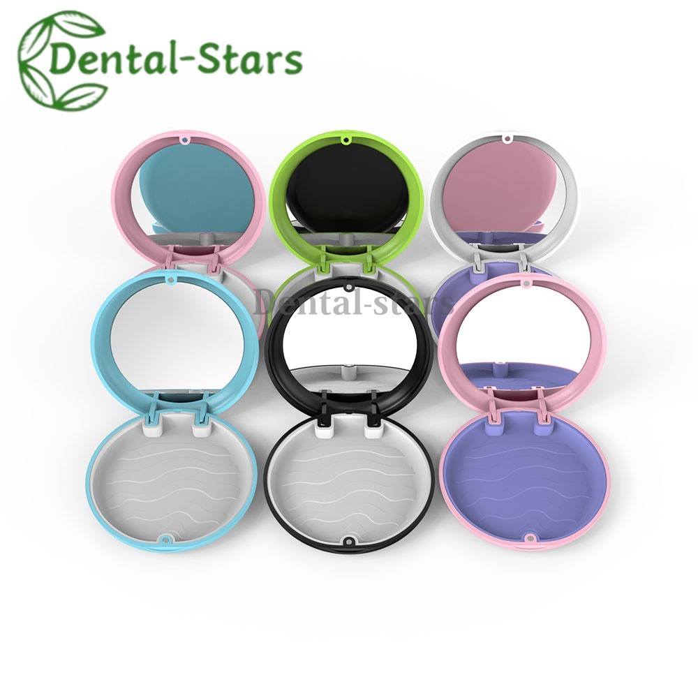 1Pcs Dental Retainer Case With Mirror Denture Storage Box Mouthguard Container