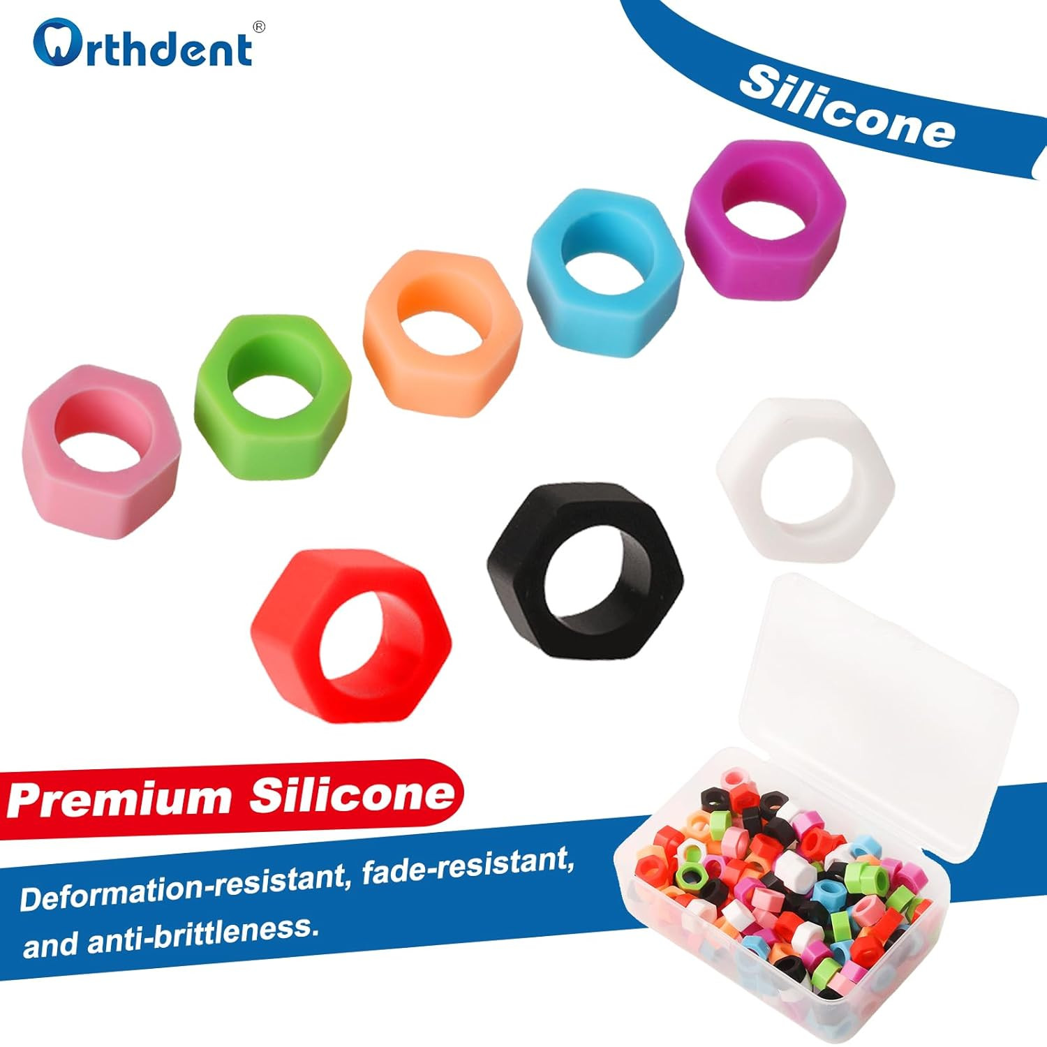 100Pcs Multi-Color Orthodontic Silicone Code Rings for Dental Instruments