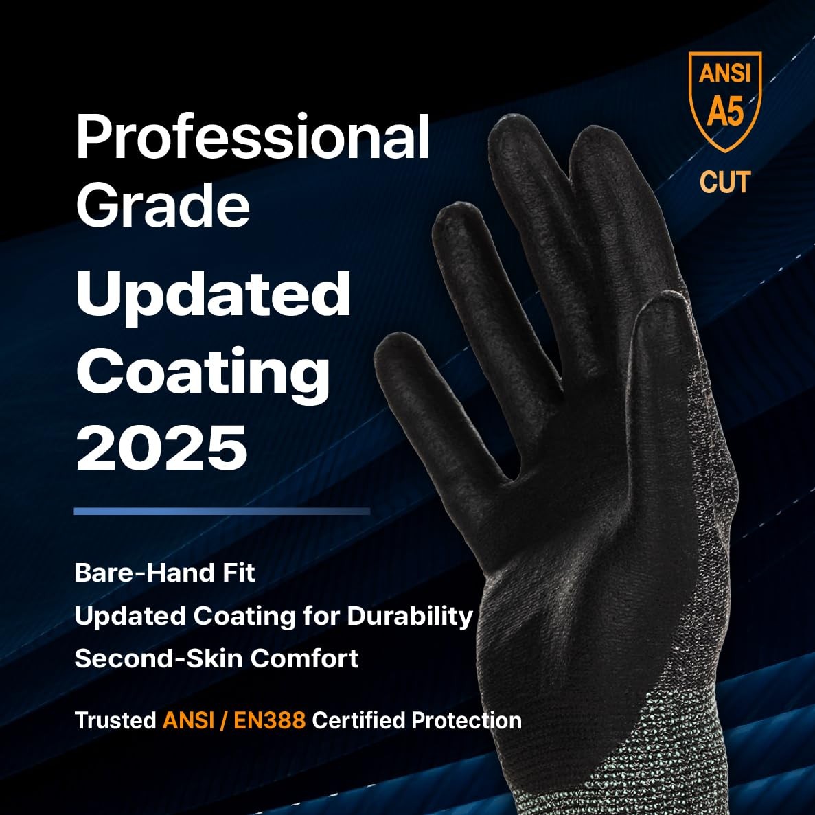 Dex Fit Level 5 Cut Resistant Gloves Cru553 3D-Comfort Fit Firm Grip