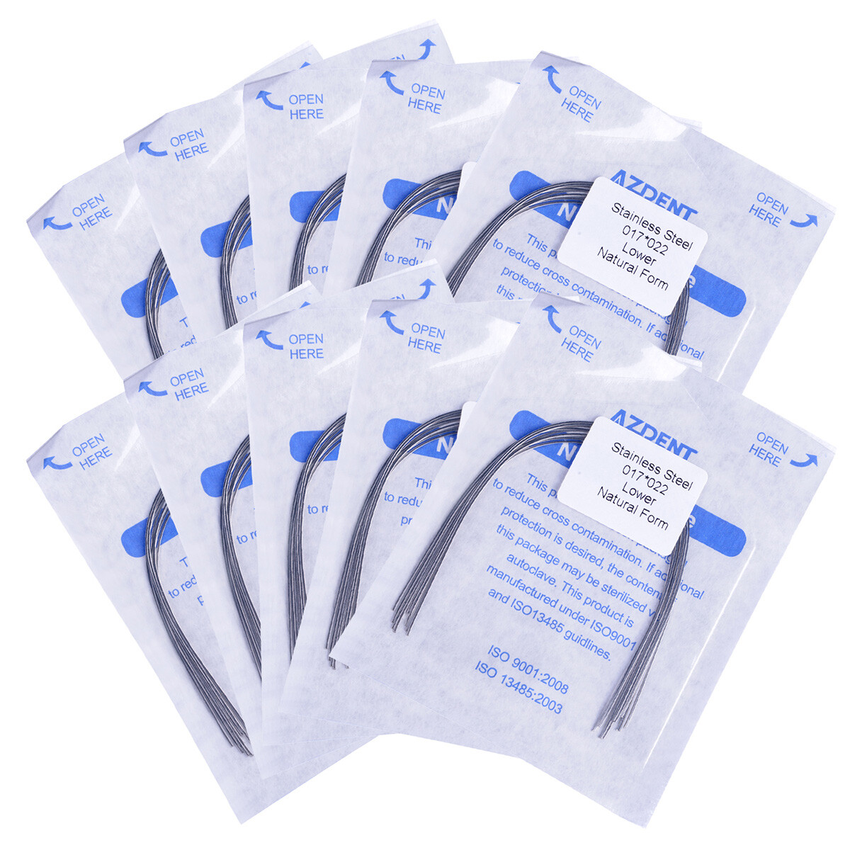 16 Sizes 10X Dental Orthodontic Arch Wire Stainless Steel Rectangular Natural AZ