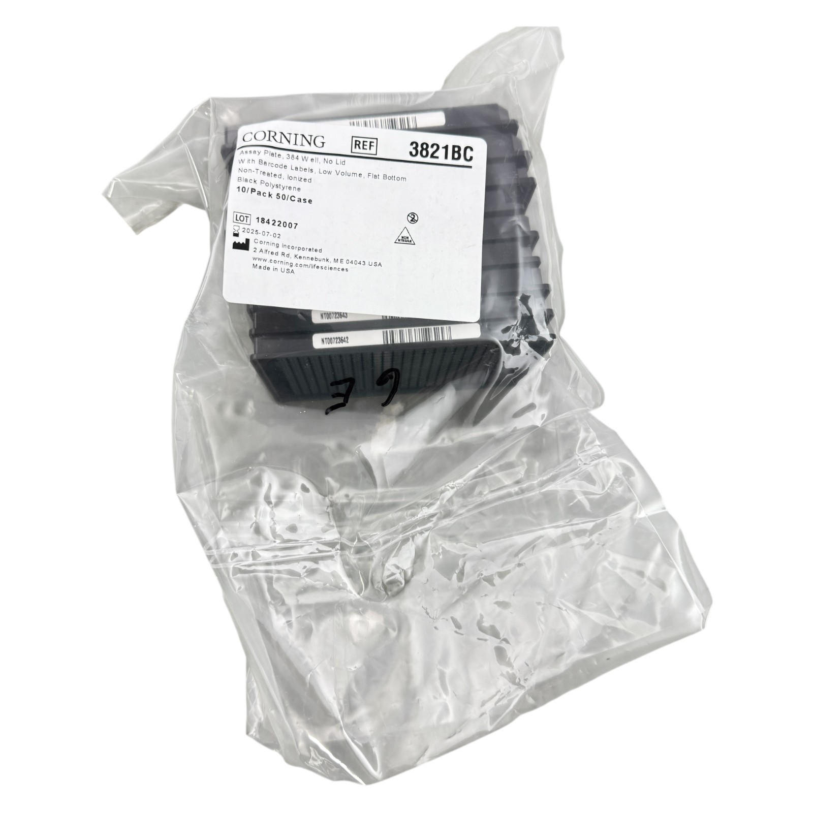 EXPIRED CORNING 3821 ASSAY PLATE 384 WELL Black Polystyrene