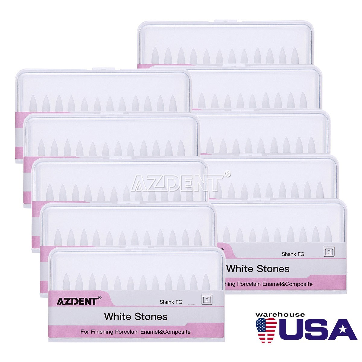 12pcs Dental Flame Mounted Stone Polishing Bur Tips FG Abrasion Point Polisher