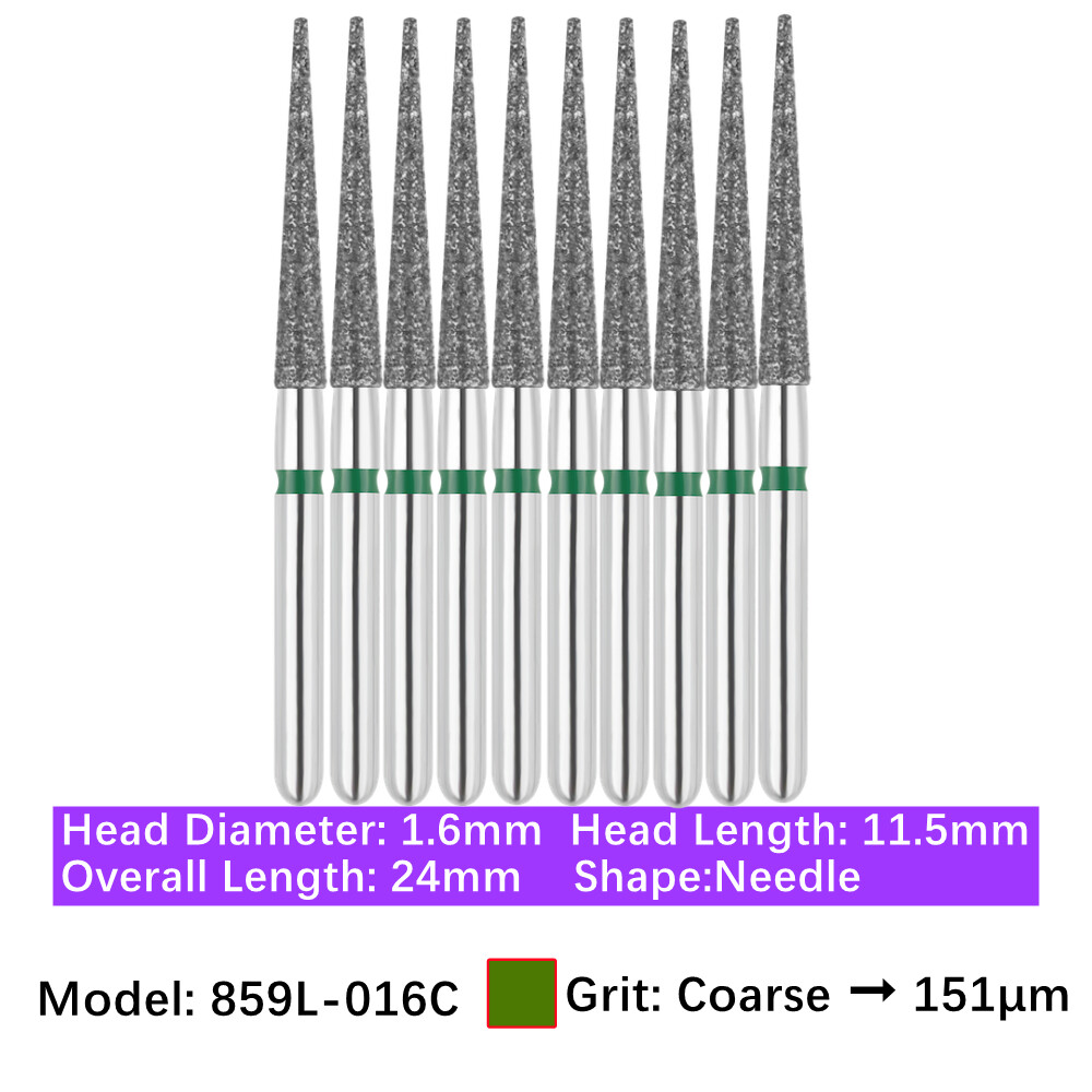 10pc Vakker Friction Grip Diamond Burs Needle Burs for High Speed Handpiece