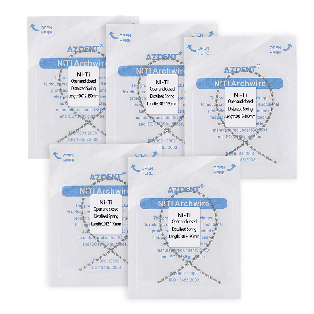 AZDENT Dental Orthodontic Niti Open &Closed Distalized Spring 0.010 /0.012 190mm